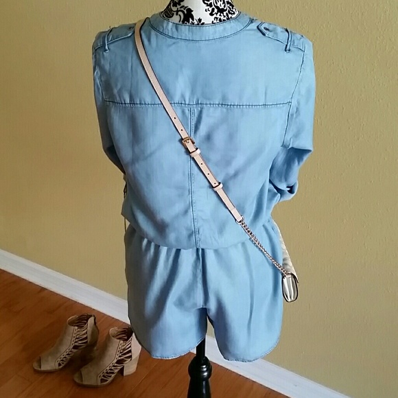 CHAMBRAY DENIM ROMPER BUTTON FRONT - Picture 4 of 4