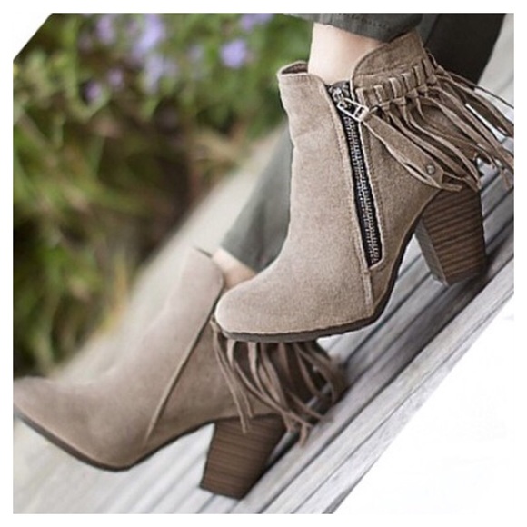 Gray Vegan Suede Ankle Booties - Picture 2 of 2