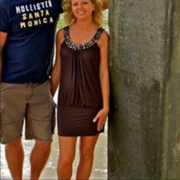 Rosebud brand Chocolate tank dress w/rhinestones - Picture 2 of 4