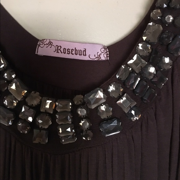 Rosebud brand Chocolate tank dress w/rhinestones - Picture 3 of 4
