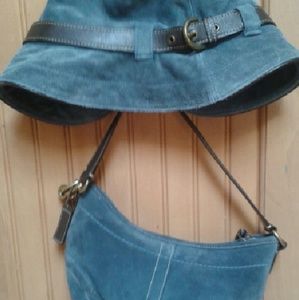Authentic Coach suede small purse w/matching hat