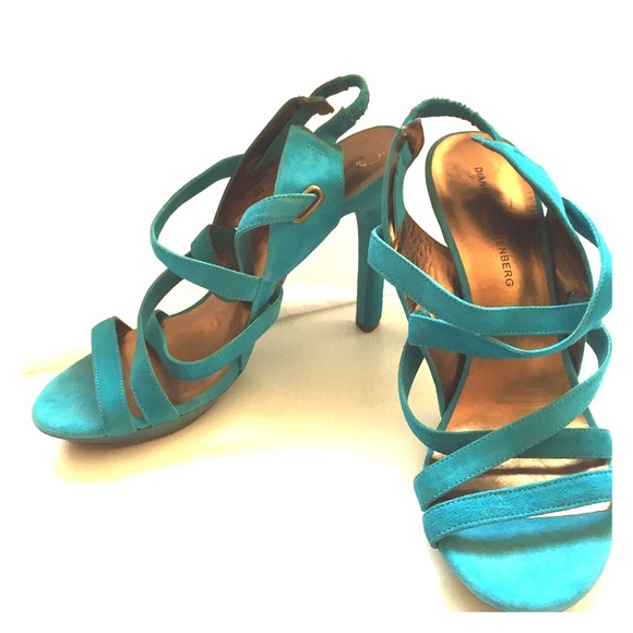 Diane Von Furstenberg DVF Suede Turquoise Heels