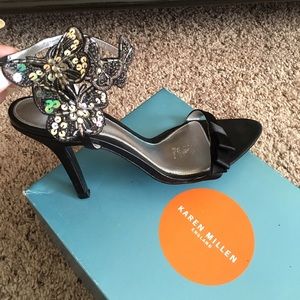 Karen Millen strapped Butterfly Satin heels
