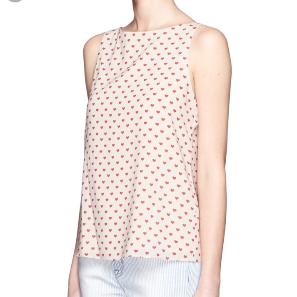 Alice and Olivia heart printed silk top