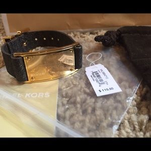 Michael Kors brown leather & gold buckle bracelet