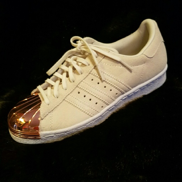 adidas Originals Black Metallic Superstar Sneakers With Rose Gold