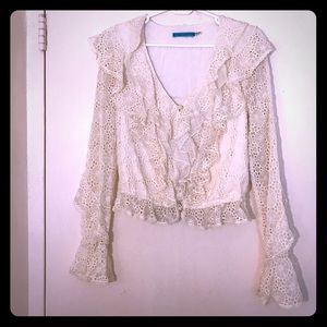 NWT Alice+Olivia lace shirt with pearls
