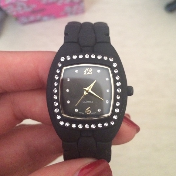 Black Rhinestone Watch