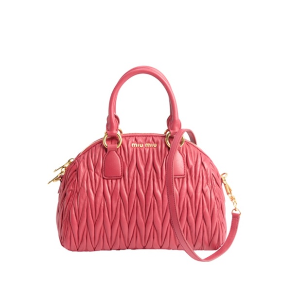 MiuMiu hot pink matelassé leather convertible tote