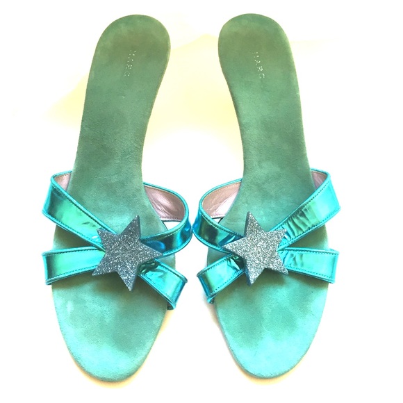 Marc Jacobs Metallic Blue with Star Kitten Heels
