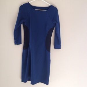 Navy and black colorblock dress