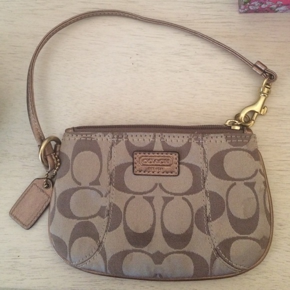 Coach Gold Tan wristlet