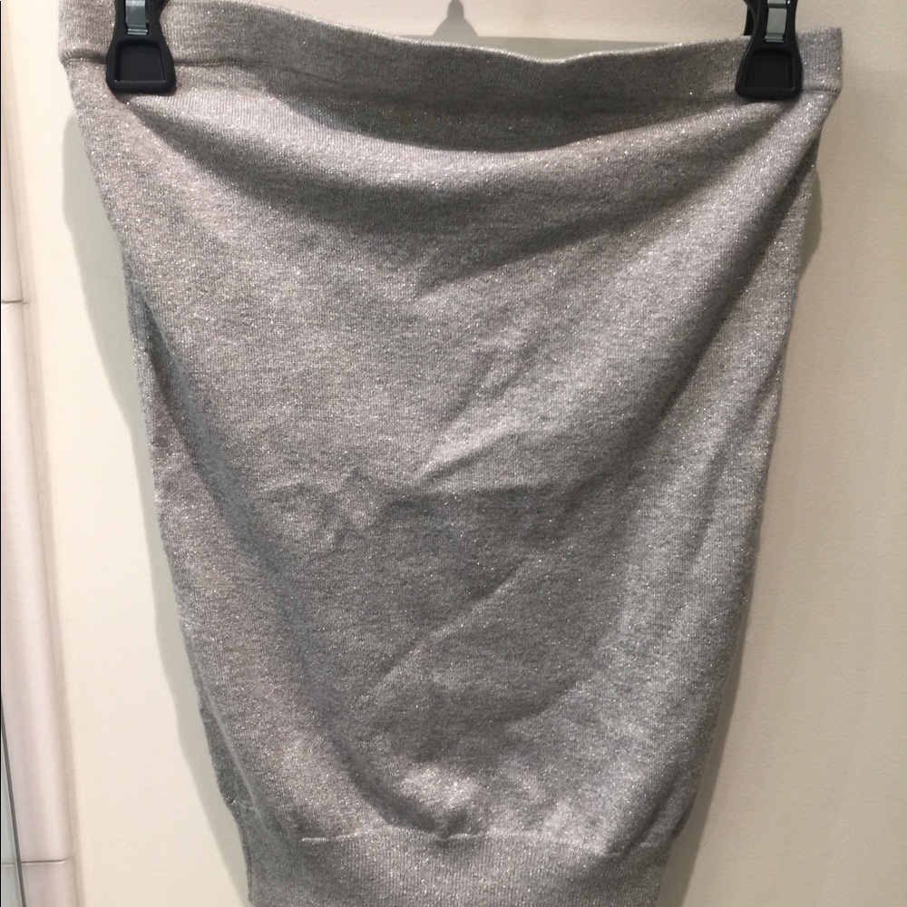 EXPRESS strapless silver glitter top size M