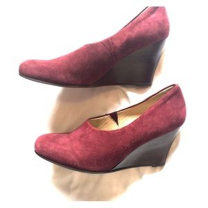 Eileen Fisher plum taupe wedges, practically new