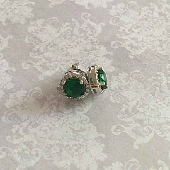 Christmas Sale 🎄Green CZ Silver Stud Earrings