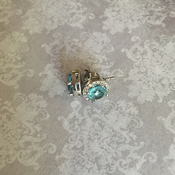 Christmas Sale🎄Light Blue CZ Silver Stud Earrings