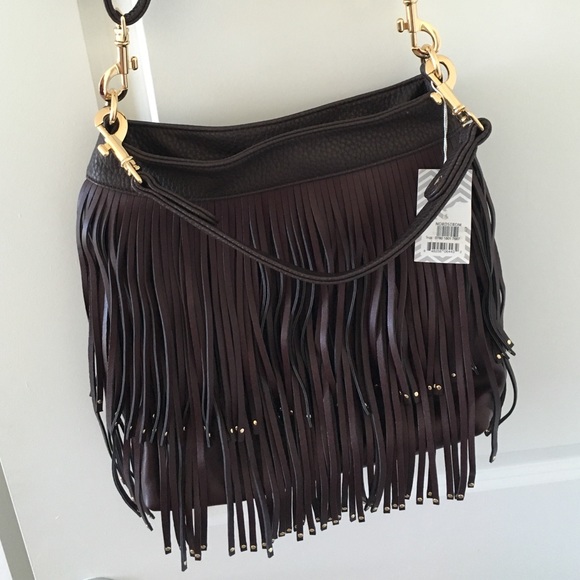 Deux Lux Faux Leather Fringe Boho Bag NWT