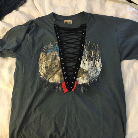 LF Tops - LF furst of a kind vintage lace up tee