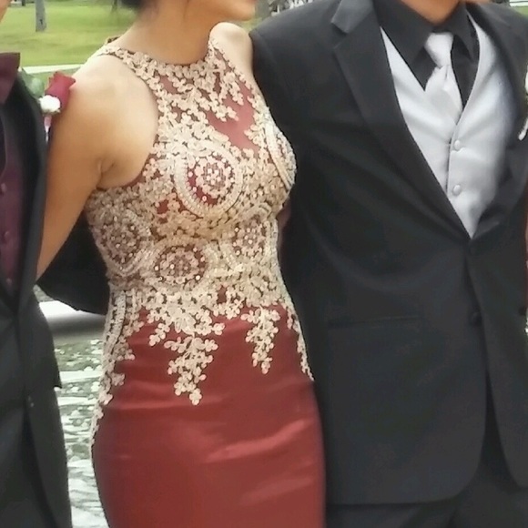 Dark Red Prom Dress - Picture 2 of 4