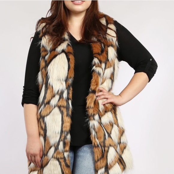 LAST CHANCE Plus Size Fur Vest w/ Skinny Belt
