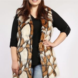 LAST CHANCE Plus Size Fur Vest w/ Skinny Belt