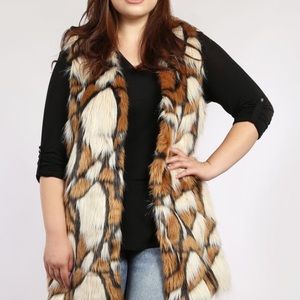 FALL SALE Plus Size Fur Vest w/ Skinny Belt