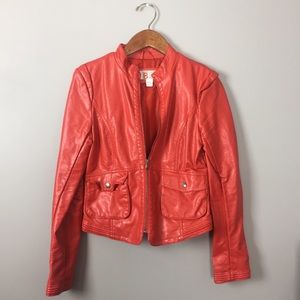 Red Faux Leather Jacket