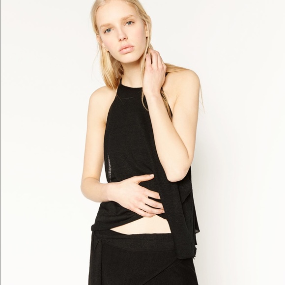 ZARA Knit Collection Linen Double Layer Top