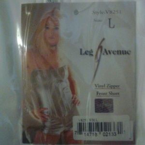 White vinyl zipper front shorts