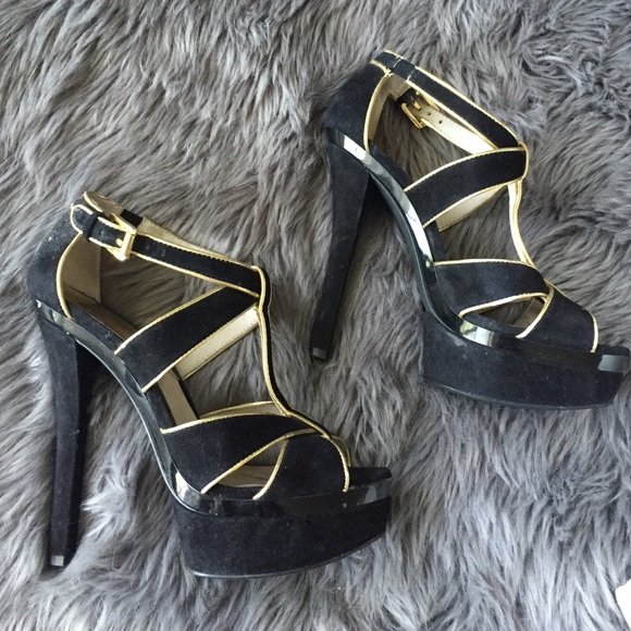 Michael Kors black suede platform heels