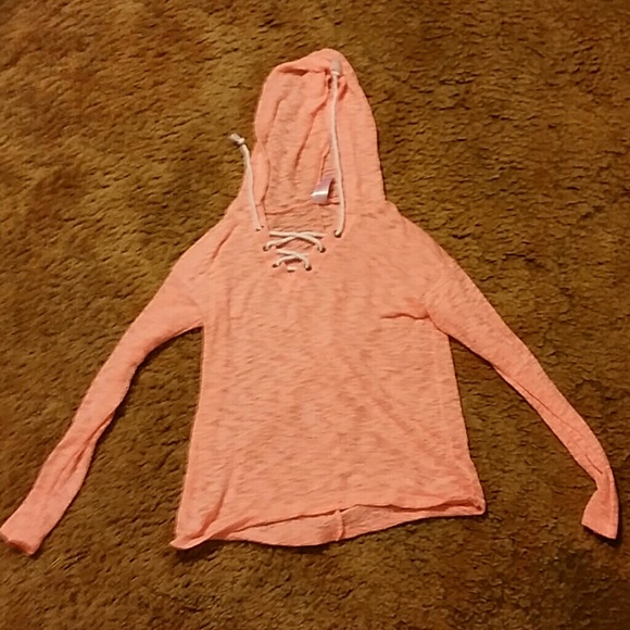 Pink knitted shirt/swik suit cover with hood - Picture 1 of 2