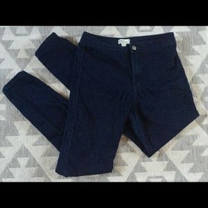 Dark wash skinny jeans, high waisted