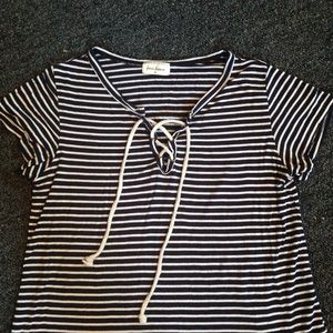 Navy blue tie up shirt