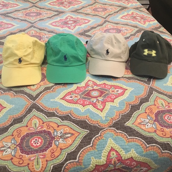 3 Ralph Lauren caps and 1 Under Armour cap