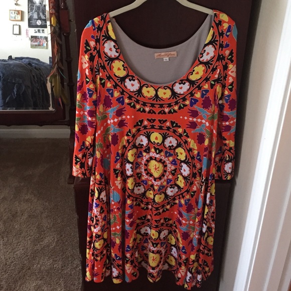 Mara hoffman patterned orange dress size small