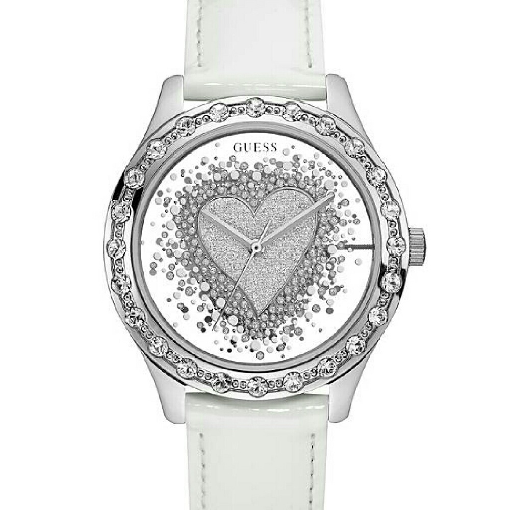 White Leather Band Guess Watch