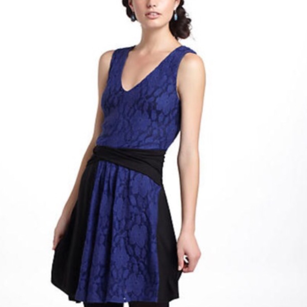 Anthropologie Leifnotes Colorblock Lace Mini Dress