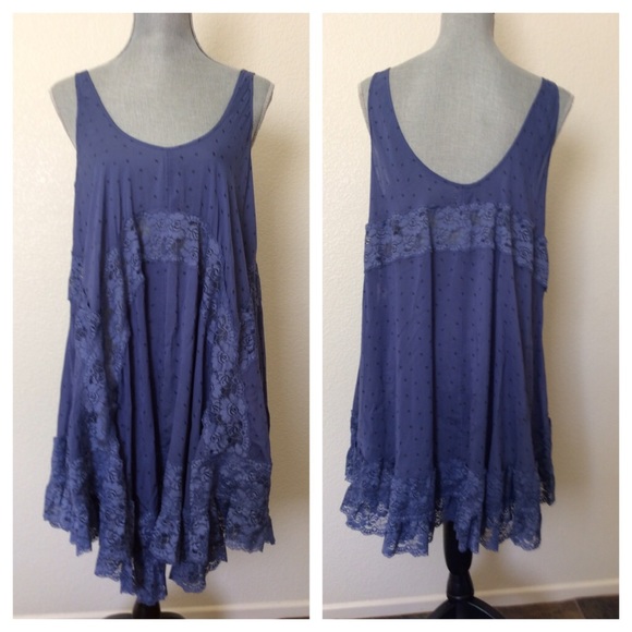 Free People Blue Trapeze Swing Slip Dress - Picture 3 of 3