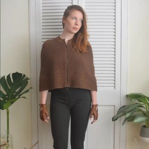 NWT Lanvin Brown Wool Cape