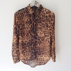 Forever 21 Semi Sheer Animal Print Blouse