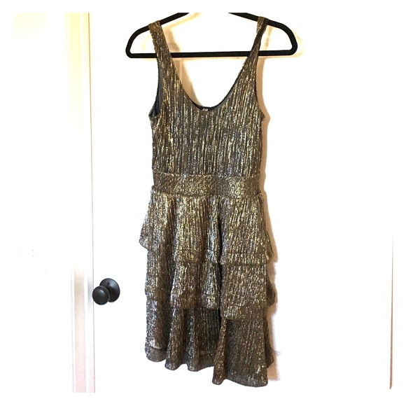 H&M Gold/black shimmer party dress