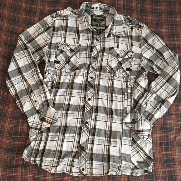 Buckle Black long sleeve button-up shirt