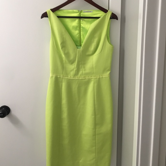 Tahari lime-green sleeveless dress
