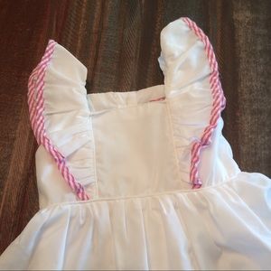 💐White&pink seersucker spring pinafore dress