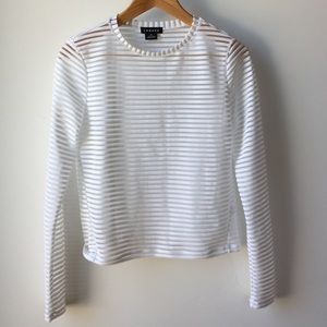Long sleeve shirt, white and white mesh stripes