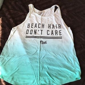 VS pink racer back tank - beach hair don't care
