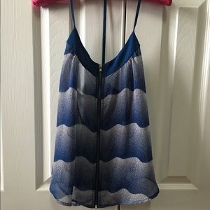 Blue Sheer Flowy Racerback Tank