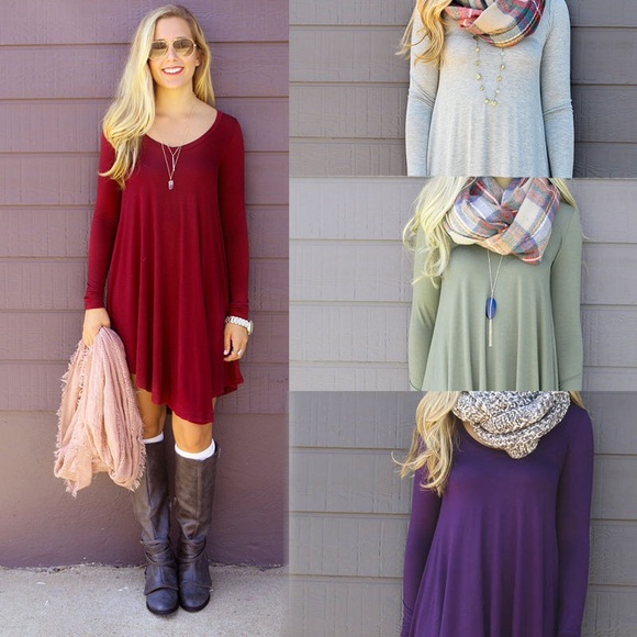 Light Gray Fall Flowy Dress 🍂🍁🍃 - Picture 3 of 4