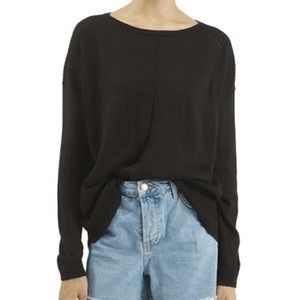 Topshop Black Rib Panel Sweater