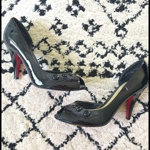 Open toe black heel